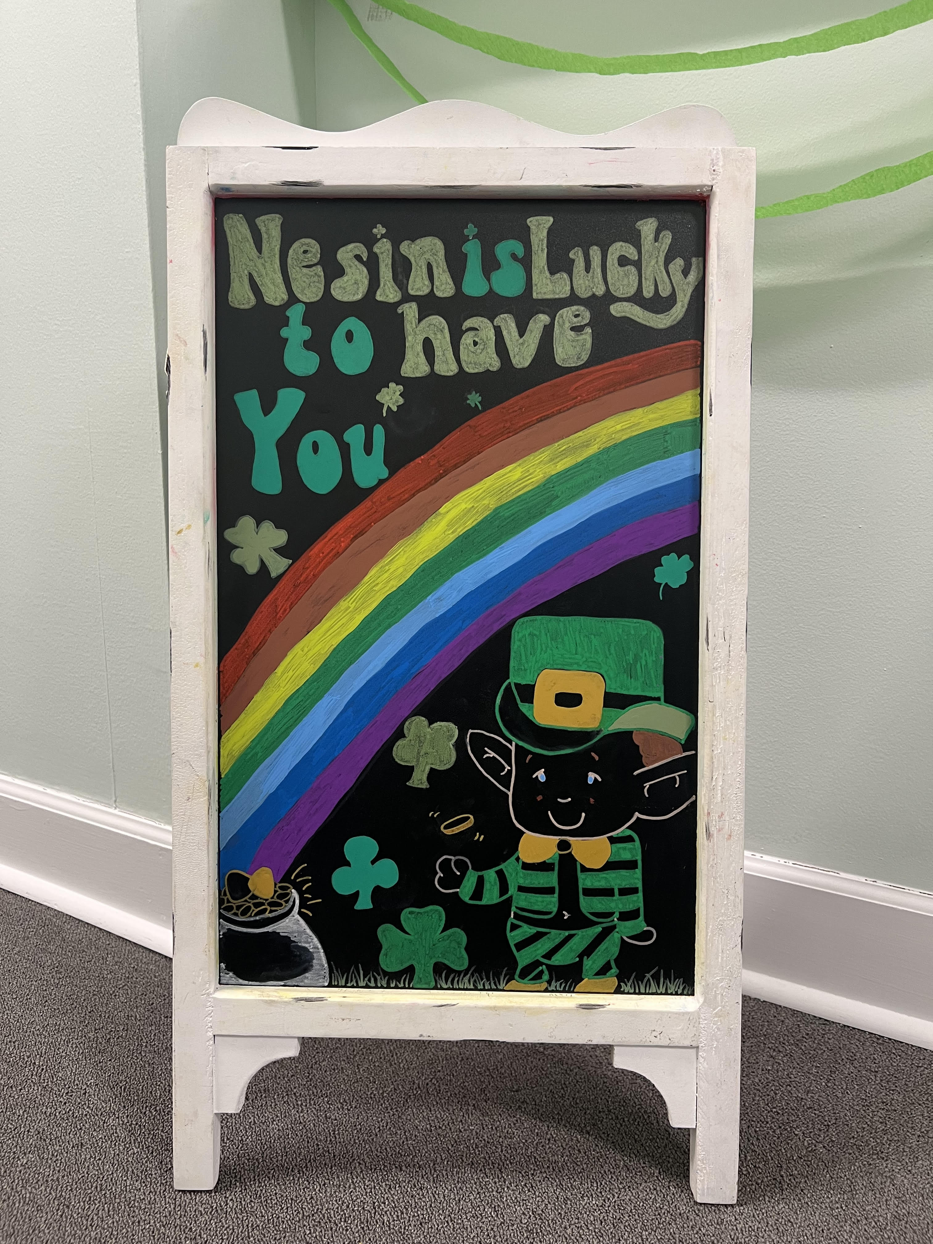 hand drawing for St. Patrick's Day storefront